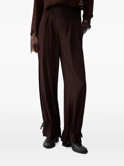 Liu •jo Wide-leg Trousers With Drawstring In Brown