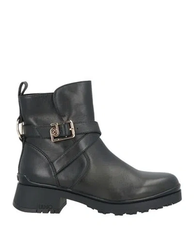 Liu •jo Woman Ankle Boots Black Size 8 Leather