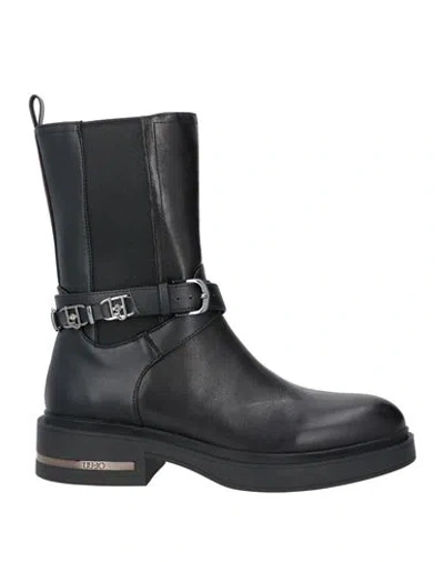 Liu •jo Woman Ankle Boots Black Size 8 Calfskin