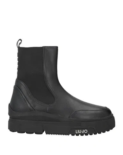 Liu •jo Woman Ankle Boots Black Size 8 Calfskin, Textile Fibers