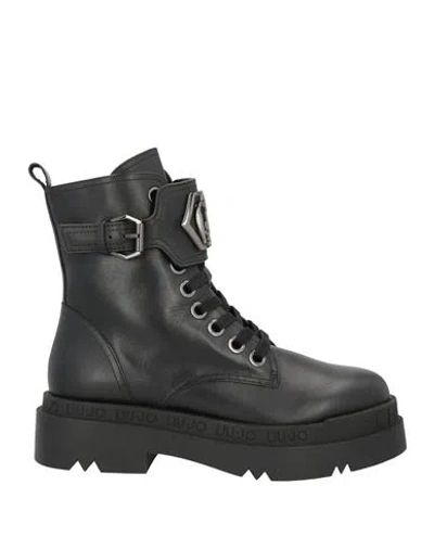 Liu •jo Woman Ankle Boots Black Size 8 Leather