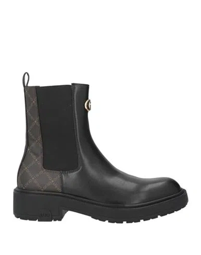 Liu •jo Woman Ankle Boots Black Size 8 Leather, Synthetic Material