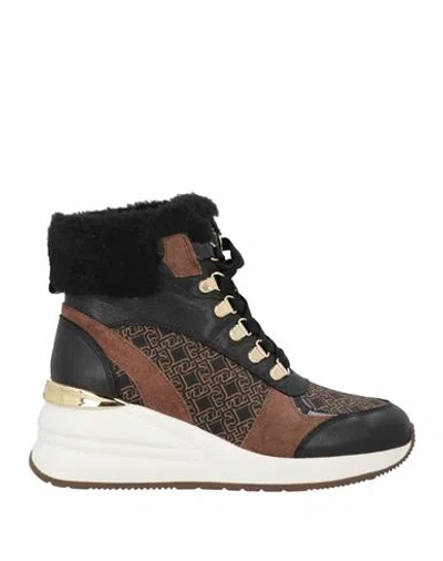 Liu •jo Woman Ankle Boots Black Size 8 Leather, Textile Fibers, Rubber