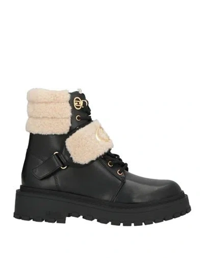 Liu •jo Woman Ankle Boots Black Size 8 Leather, Textile Fibers, Synthetic Fibers