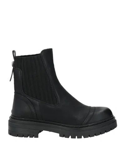 Liu •jo Woman Ankle Boots Black Size 8 Textile Fibers, Synthetic Fibers