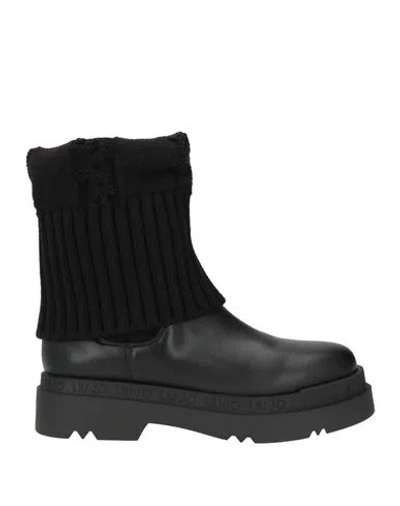 Liu •jo Woman Ankle Boots Black Size 8 Textile Fibers, Synthetic Material