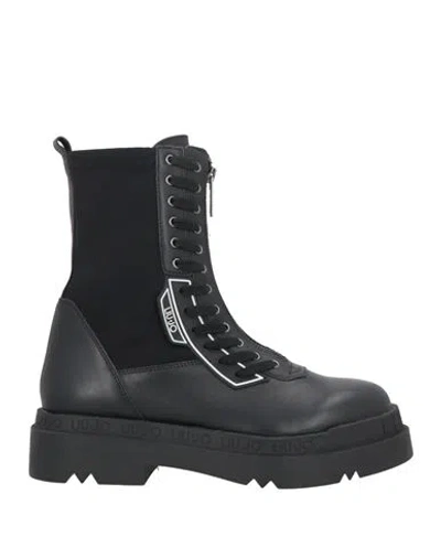Liu •jo Woman Ankle Boots Black Size 8 Leather
