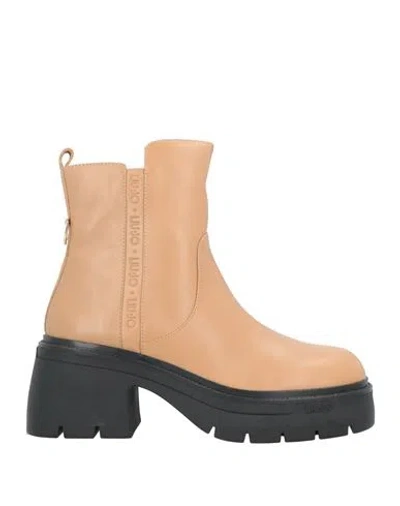 Liu •jo Woman Ankle Boots Camel Size 8 Leather In Beige