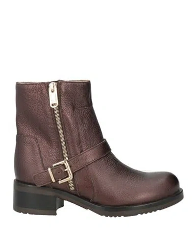 Liu •jo Woman Ankle Boots Chocolate Brown Size 7 Leather