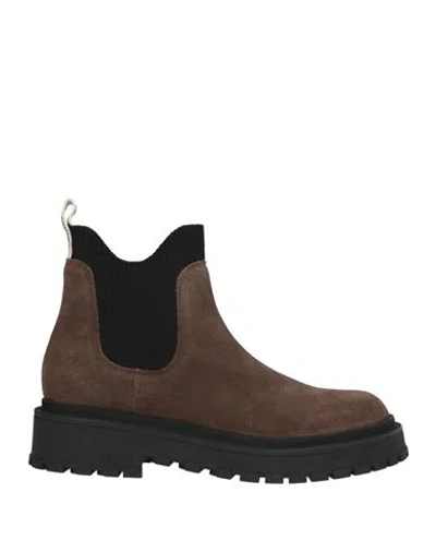 Liu •jo Woman Ankle Boots Dark Brown Size 9 Leather