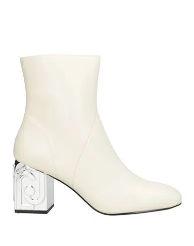 Liu •jo Woman Ankle Boots Ivory Size 11 Leather