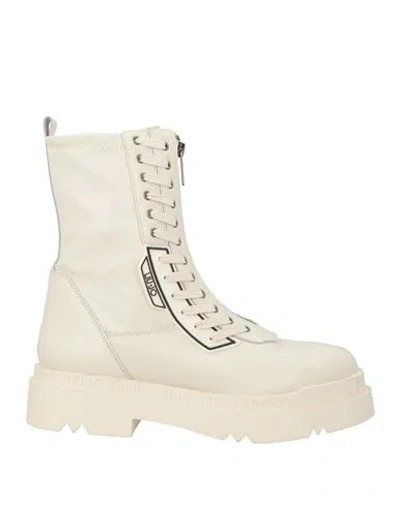 LIU •JO LIU •JO WOMAN ANKLE BOOTS IVORY SIZE 8 LEATHER