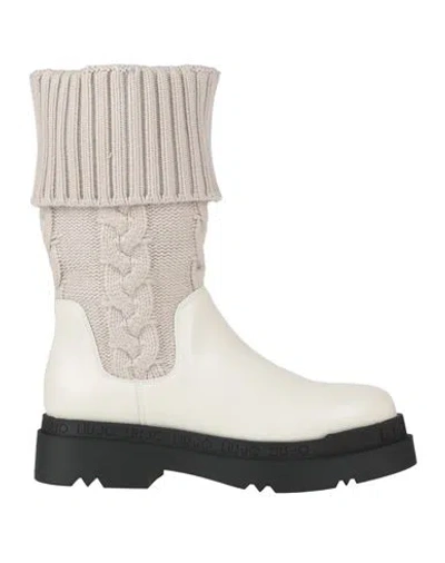 Liu •jo Woman Ankle Boots Ivory Size 7 Textile Fibers, Synthetic Material In Animal Print