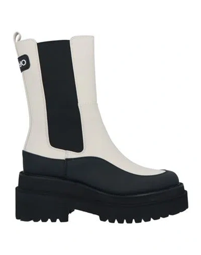 Liu •jo Woman Ankle Boots Ivory Size 7 Textile Fibers In White