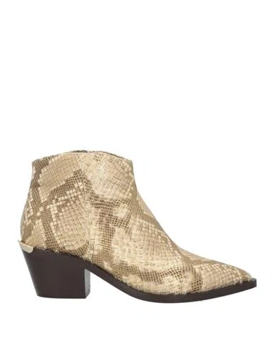 Liu •jo Woman Ankle Boots Khaki Size 7 Leather In Beige