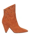 Liu •jo Woman Ankle Boots Tan Size 8 Leather In Brown