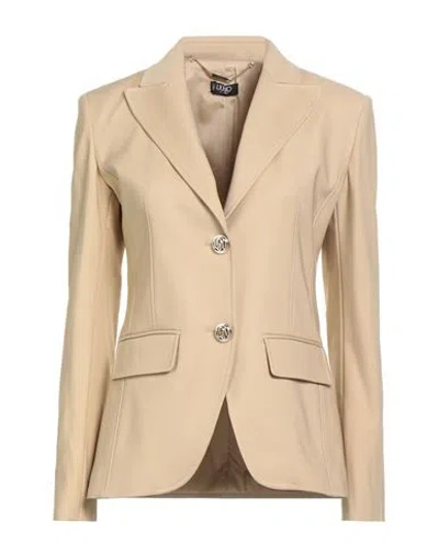 Liu •jo Woman Blazer Beige Size 12 Cotton, Polyamide, Elastane In Sand