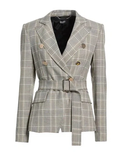 Liu •jo Woman Blazer Beige Size 6 Polyamide, Viscose, Elastane In Gray