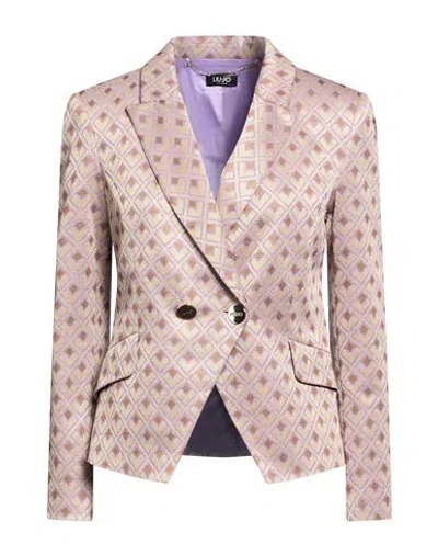 Liu •jo Woman Blazer Beige Size 6 Polyester, Polyamide, Viscose, Elastane, Metallic Polyester In Pink