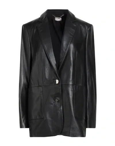 Liu •jo Woman Blazer Black Size 10 Lambskin