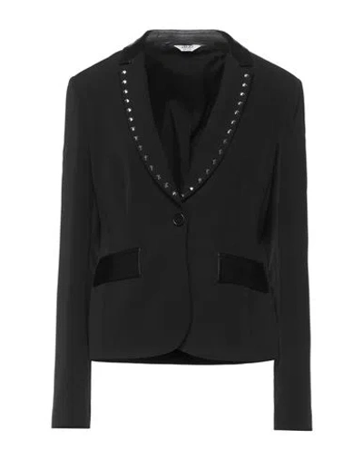 Liu •jo Woman Blazer Black Size 8 Polyester, Elastane, Viscose, Polyurethane Resin