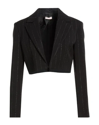 Liu •jo Woman Blazer Black Size 10 Polyester, Viscose, Elastane In Multi