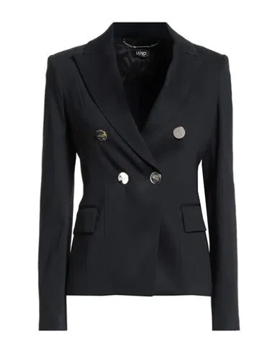 LIU •JO LIU •JO WOMAN BLAZER BLACK SIZE 4 VISCOSE, POLYESTER, ELASTANE