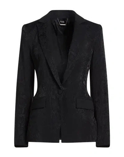 LIU •JO LIU •JO WOMAN BLAZER BLACK SIZE 6 VISCOSE, POLYESTER