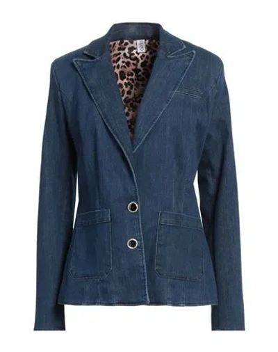 Liu •jo Woman Blazer Blue Size 4 Cotton, Polyester, Elastane