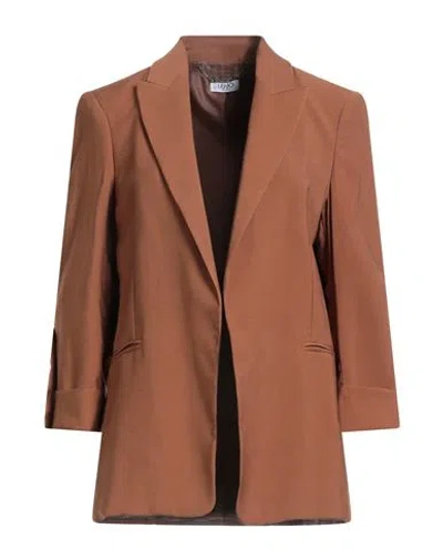 Liu •jo Woman Blazer Brown Size 8 Viscose, Polyester