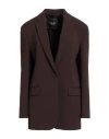 Liu •jo Woman Blazer Chocolate Brown Size 10 Polyester, Elastane In Red
