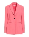 Liu •jo Woman Blazer Coral Size 6 Polyester, Elastane In Pink