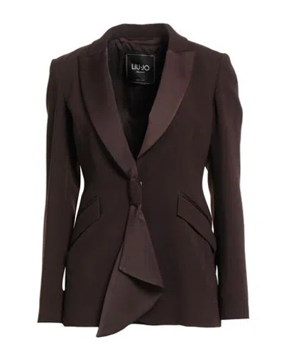 Liu •jo Woman Blazer Dark Brown Size 10 Polyester In Burgundy