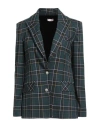 Liu •jo Woman Blazer Dark Green Size 10 Polyester, Viscose, Elastane In Green