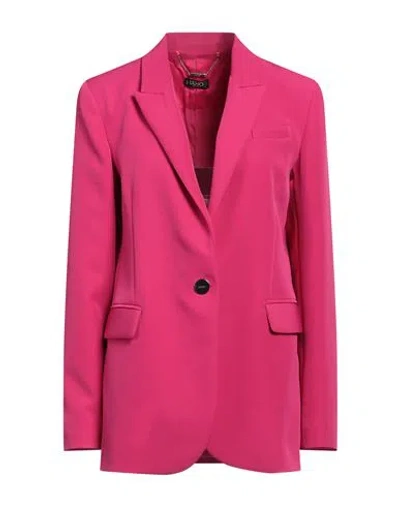 Liu •jo Woman Blazer Fuchsia Size 8 Polyester, Elastane In Pink