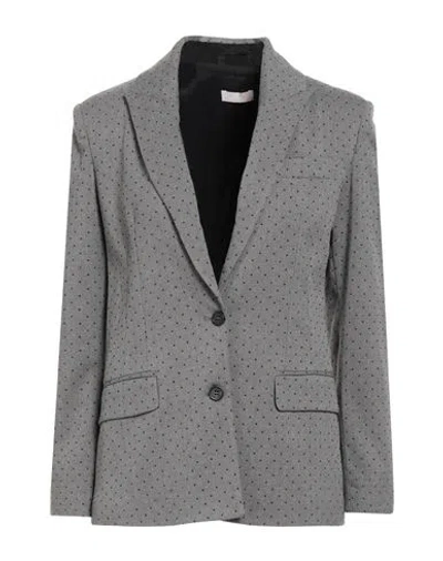 Liu •jo Woman Blazer Grey Size 12 Polyester, Viscose, Elastane In Gray