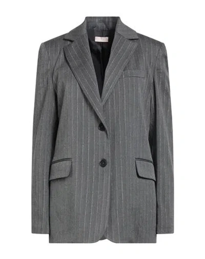 Liu •jo Woman Blazer Grey Size 6 Polyester, Viscose, Elastane, Metallic Polyester In Gray