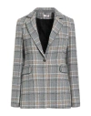 Liu •jo Woman Blazer Grey Size 6 Polyester, Wool, Metallic Fiber In Gray