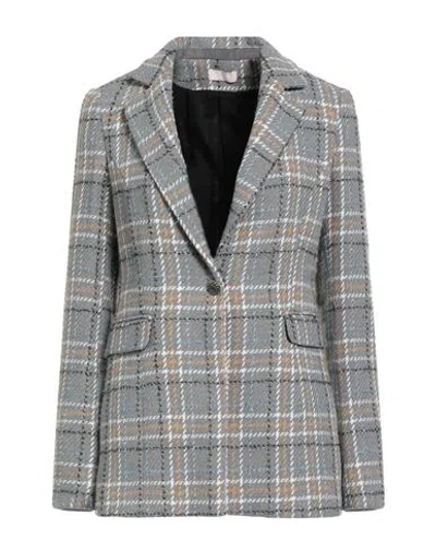 Liu •jo Woman Blazer Grey Size 6 Polyester, Wool, Metallic Fiber In Gray