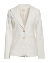 Liu •jo Woman Blazer Ivory Size 10 Cotton, Elastane In White