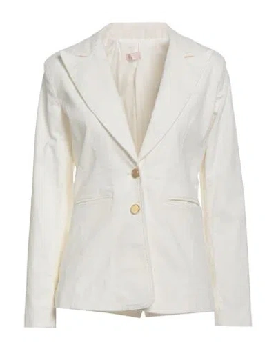 Liu •jo Woman Blazer Ivory Size 10 Cotton, Elastane In White