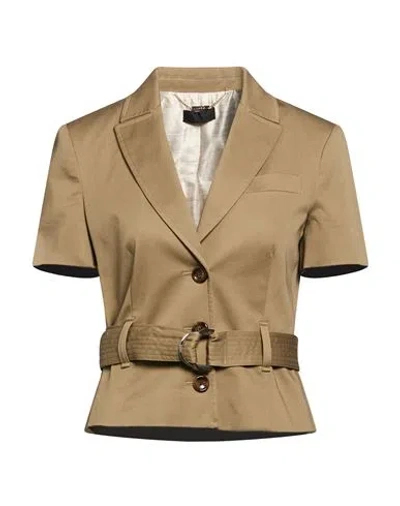 Liu •jo Woman Blazer Khaki Size 2 Cotton, Elastane In Brown