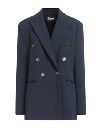 Liu •jo Woman Blazer Midnight Blue Size 10 Polyester, Elastane In Animal Print