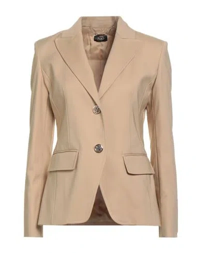 Liu •jo Woman Blazer Sand Size 12 Cotton, Polyamide, Elastane
