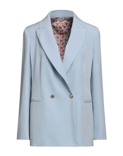 Liu •jo Woman Blazer Sky Blue Size 8 Polyester, Elastane In Multi