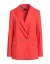 Liu •jo Woman Blazer Tomato Red Size 10 Cotton, Polyamide, Elastane In Tomato Red
