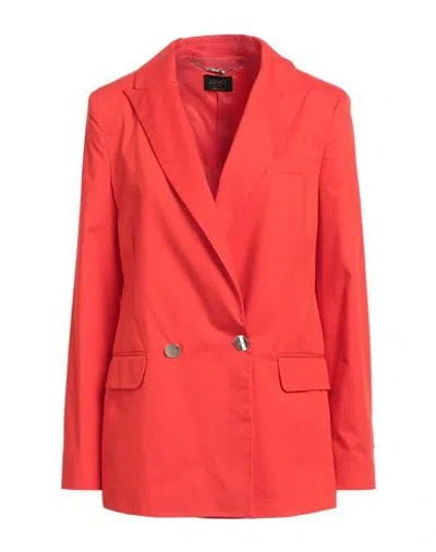 Liu •jo Woman Blazer Tomato Red Size 10 Cotton, Polyamide, Elastane