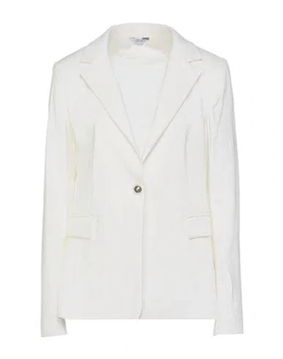 Liu •jo Woman Blazer White Size 10 Linen, Viscose, Elastane