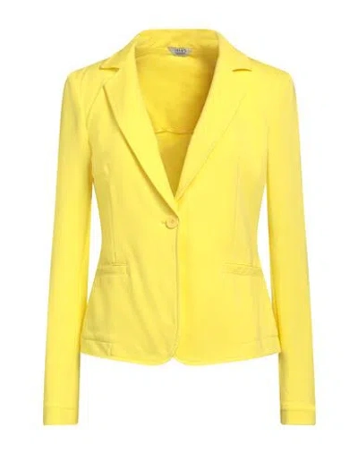 Liu •jo Woman Blazer Yellow Size 6 Cotton, Elastane