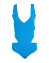 Liu •jo Woman Bodysuit Azure Size M Viscose, Polyester In Blue